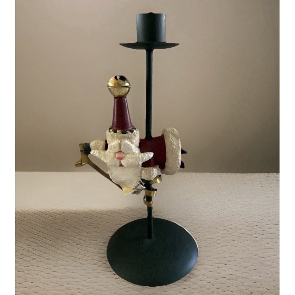 VTG Santa Claus Taper Candle Holder Decor "Tanta Klaus" Christmas R Blank 7"